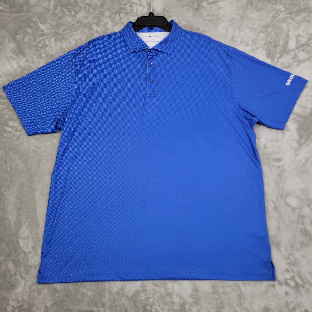 Horn Legend Polo Shirt‎ Mens 2XL Blue Polka Dot Print Bamboo Golf Performance